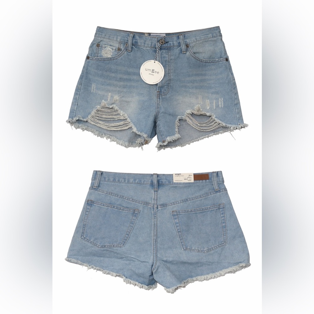 Umgee Distressed Denim Shorts Ripped Frayed Y2K Festival Summer Boho Size 5 nwt